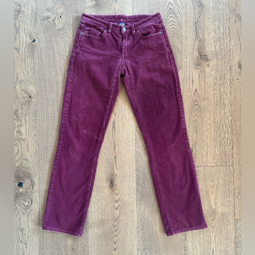 Patagonia Women's Burgundy Corduroy Pants Size 24 Mid-rise Straight Leg Organic